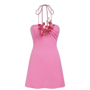 Halter Floral Pink Mini Dress – Size M
